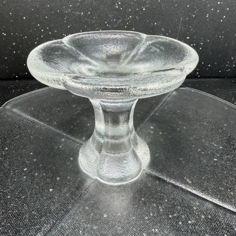 Rosenthal Studio Line Clover Clear Frosted Glass 12in Cake Stand Pedestal Plate